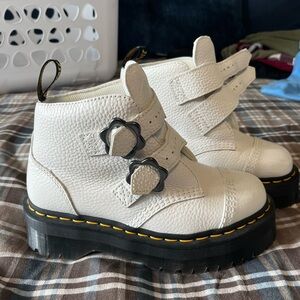 Womens White Boots with Black Accents
